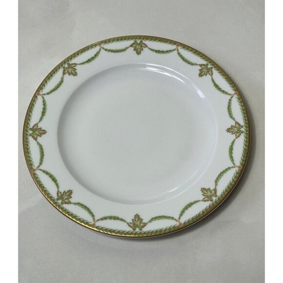 Deshoulieres France Sully Green Bread and Butter Plate 6 1/8 1406C Porcelain NWT - Picture 1 of 6